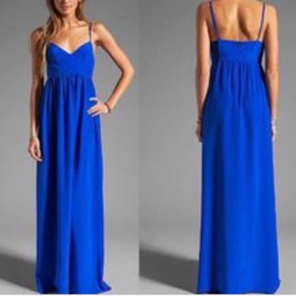 Amanda Uprichard Silk Maxi Gown - Blue, Small